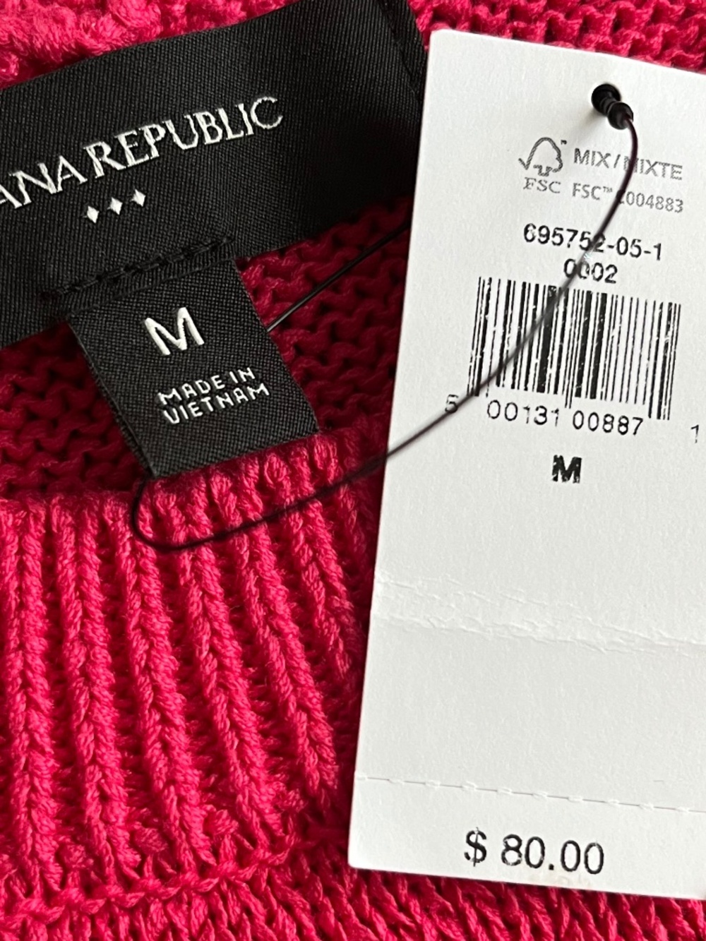 Banana Republic Factory Hot Pink Short Sleeve Summer Sweater Size M NWT - Picture 6 of 7